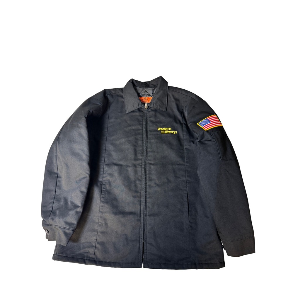 Red Kap Mens Western Hiways Mechanic Work Jacket Black Quilted Lined Size Medium